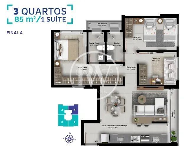 Apartamento à Venda no Lux Oeste – Torre Lua – 3 Quartos – 2 Vagas, Setor Oeste