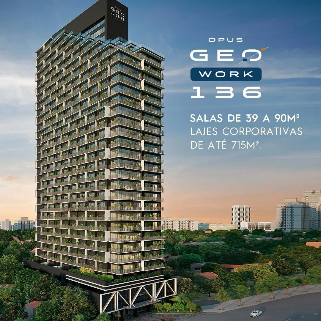 Sala a venda na Av 136, Geo Work da Opus. 46 m. Planta flexível para escritórios ou consultórios, banheiro privativo, 1 vaga