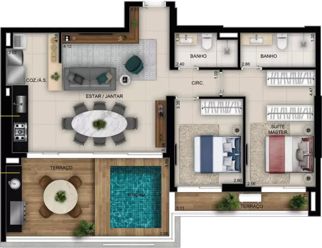 Apartamento à venda no Opus Gyro Ricardo Paranhos / 2 quartos / 1 suíte / 1 vaga /  96 m² / Marista